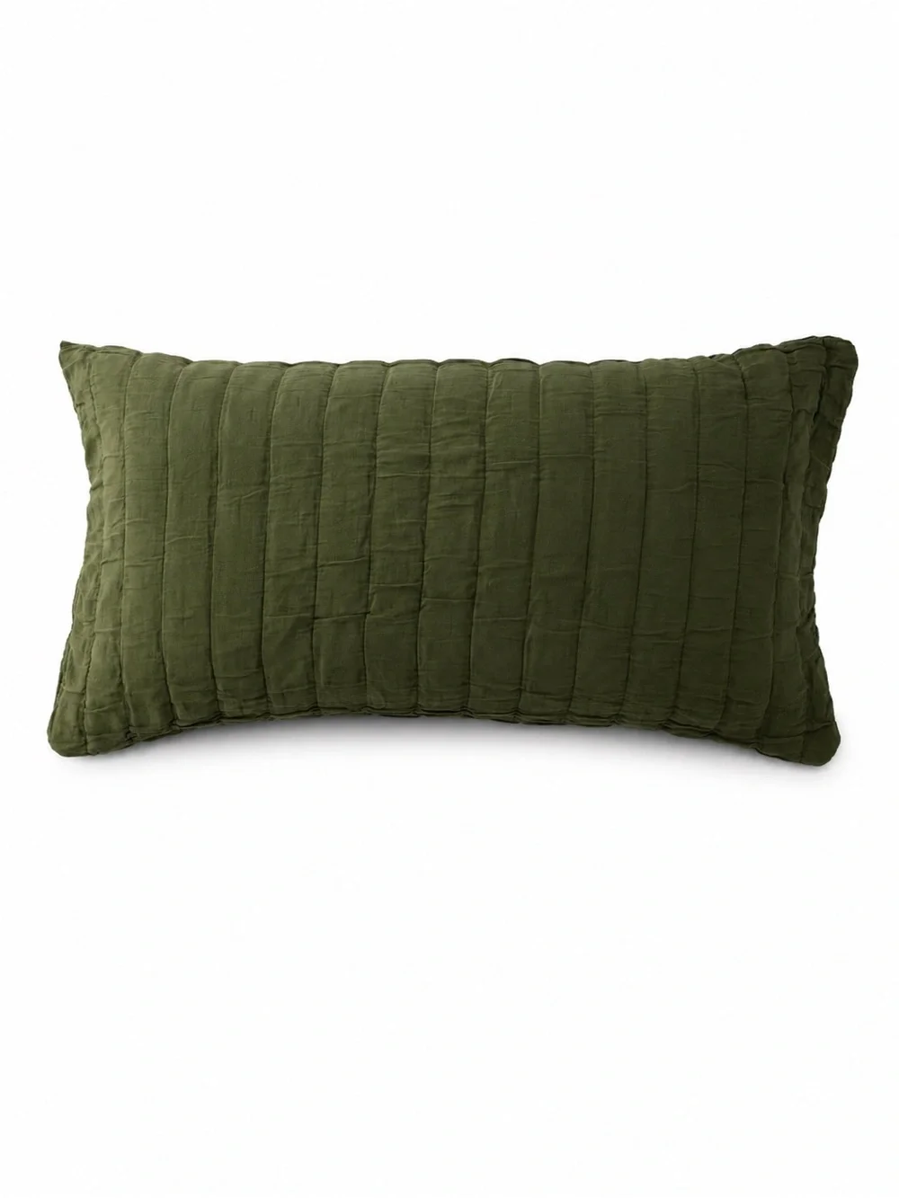Set of 2 Schoolhouse Channeled Cotton Sham King Pillow alder green zipper